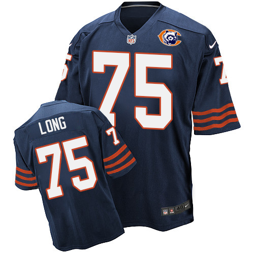 Men's Elite Kyle Long Nike Jersey Navy Blue - #75 Throwback NFL Chicago Bears